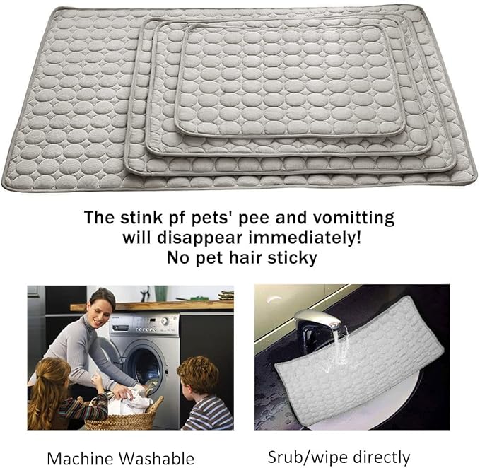 Dog Cooling Mat Pet Cooling Pads Dogs & Cats Pet Cooling Blanket for Outdoor Car Seats Beds (Grey, 22IN*28IN)