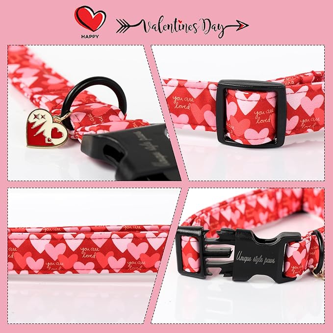 Unique style paws Valentine's Day Dog Collar Plastic Buckle Collar with Pendant Red Pink Love Gift Wedding Small Medium Large Boys Girls Dogs