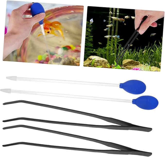 Yardwe 4pcs Aquarium Tank Cleaner Tools Set Tweezers Pipette Easy Water Change for Fish Tanks
