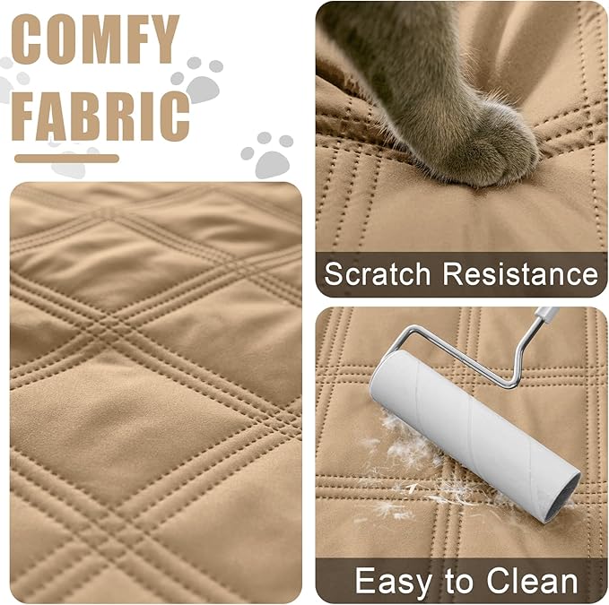 Smiry Waterproof Dog Bed Cover Blanket 30x70, Soft Reversible Pet Blanket, Washable Leakproof Cats Dogs Couch Cover for Sofa, Couch, Furniture, Camel/Beige