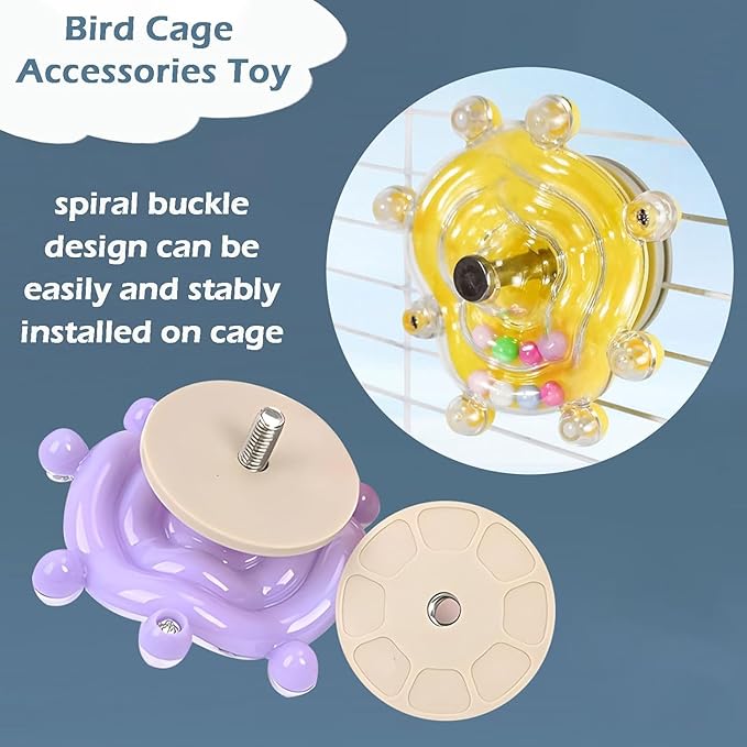 Bird Toys for Parakeets, Colorful Parakeet Toys Wheel, Interactive Spinner Rattle Parrot Toy, Cockatiel Toy for Bird Cage, Chewing Exercise for Conure, Budgies Enrichment Toys (1pc, Rondom Color)