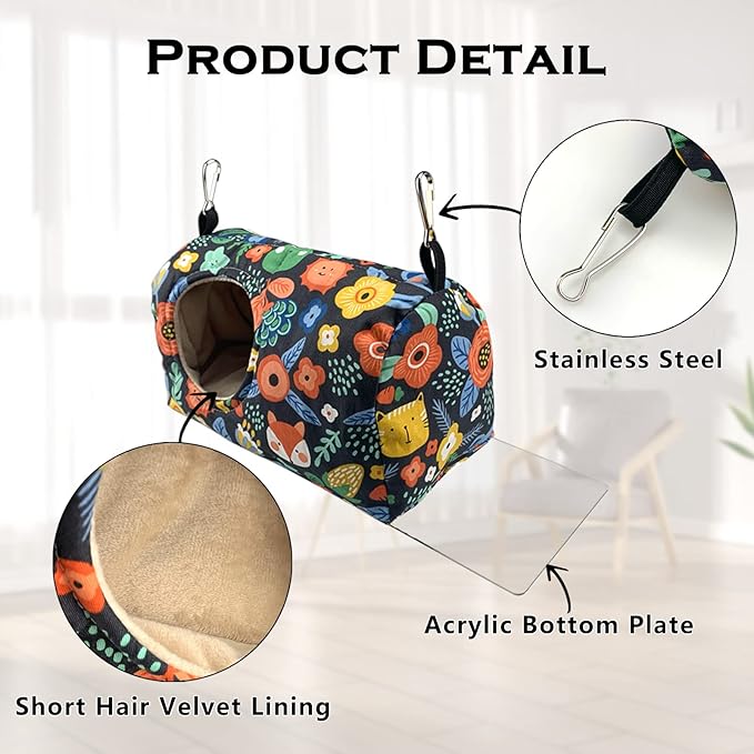 Bird Warm Bed Sleeping Nest House Snuggle Hanging Hut Hammock Hideaway Cave for Cockatiels Parakeets Budgies Lovebirds L