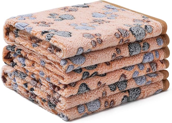Luciphia 1 Pack 3 Blankets Super Soft Fluffy Premium Fleece Pet Blanket Flannel Throw for Dog Puppy Cat Paw Brown/Pink/White Medium(30x20 inch)