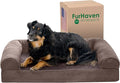Furhaven Orthopedic Dog Bed for Medium/Small Dogs w/ Removable Bolsters & Washable Cover, For Dogs Up to 35 lbs - Faux Fur & Velvet Sofa - Driftwood Brown, Medium