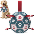 QDAN Dog Toys Soccer Ball with Straps：Durable Balls for Large Dogs, Outdoor Dog Toys, Puppy Birthday Gifts (8 Inch)