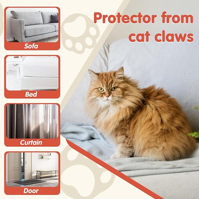 18 PCS Large Cat Scratch Furniture Protector, Transparent Couch Protector from Cat Claws, Single-Sided Self Adhesive Anti Pet Deterrent Sofa Cover, 17IN