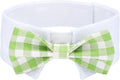Segarty Dog Bow Tie, Adjustable Green Plaid Bowtie Collar for Neck Girth 10.2-12.6in, Medium Pet Tie Tuxedo Comfortable Cotton Boy Pet Grooming Accessory for Formal Wedding Holiday Birthday Party