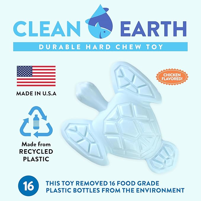 Spunky pup Clean Earth Heavy Duty Dog Chew Toys for Aggressive Chewers - Recycled, Made in USA, Turtle