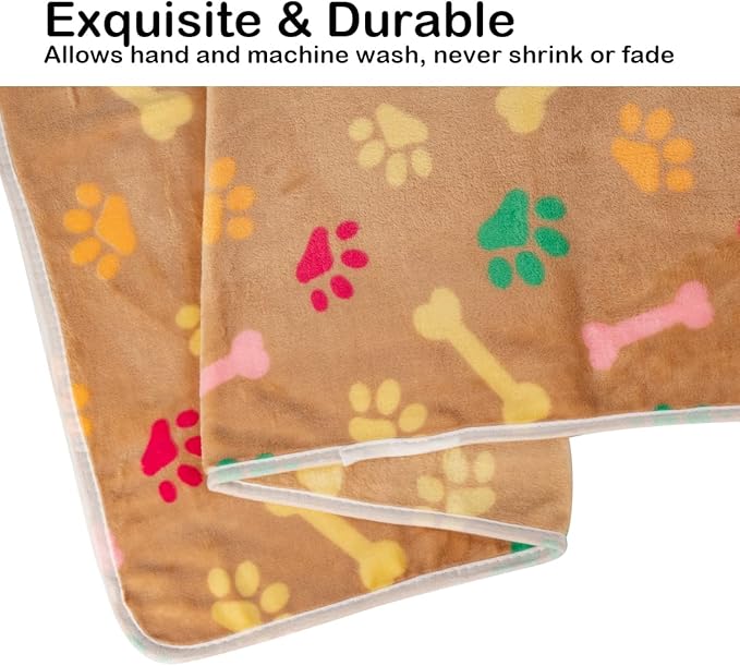 Dono 1 Pack 6 Blankets for Dogs, Soft Fluffy Paw Print Pattern Fleece Pet Blanket Warm Sleep Mat Cute Print Design Puppy Kitten Blanket Doggy Mat for Dog Cat Kitten Doggy