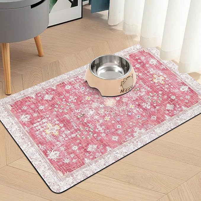 Pet Food Mats for Floor, Absorbent Dog Mat for Food and Water Dispenser, Quick Dry Cat Dog Food Mat Pet Supplies