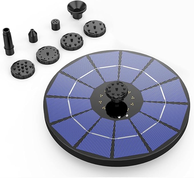 AISITIN Solar Fountain with 3.5 W Solar Panel, 1500 mAh Battery - 6 Effects for Pool, Fish Pond, Bird Bath, Garden