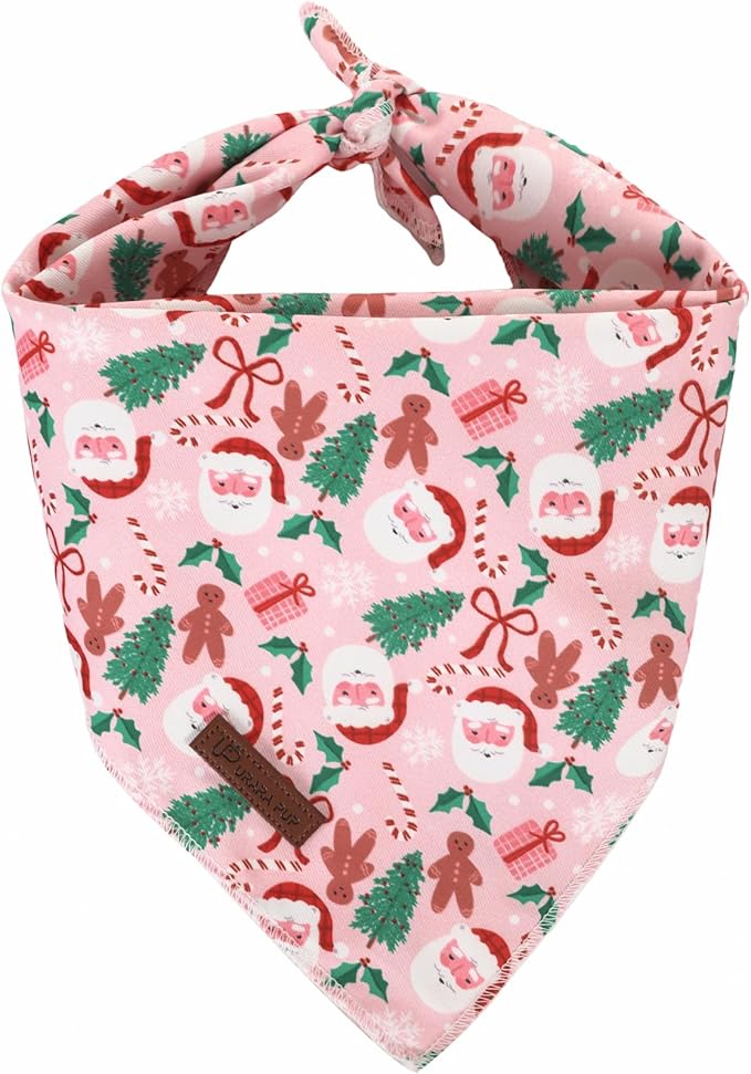 Christmas Dog Bandana–Christmas Red & Green Plaid Triangle Scarf for Small Medium Large Dogs, Soft Cotton Pet Bib for Winter & New Year, Adjustable Dog Kerchief