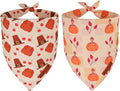 ADOGGYGO Thanksgiving Dog Bandanas 2 Pack, Reversible Turkey Pumpkin Pet Scarf Bib, Adjustable Fit Orange Thanksgiving Bandana for Extra Large Dogs (X-Large)