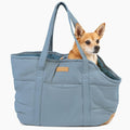 Plush Dog Purse Carrier for Small Dogs, Soft Dog Tote Bag with Safety Harness Clip, Cozy Pet Carrier for Dogs Under 15 lbs, Comfortable Dog Shoulder Carrier for Travel, Light Blue