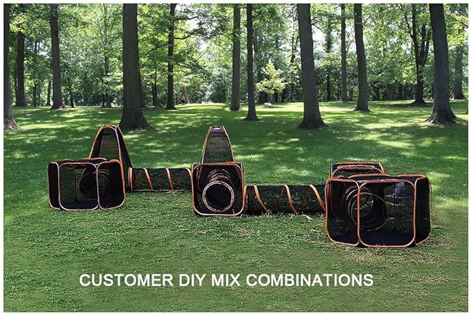Portable Outdoor Cat Enclosure with Tunnels 6-in-1 Upgraded Reinforcement Pet Playpen Tent House Cage DIY in Multiple Ways for Inside/Outside Rabbits Ferrets Puppy and Small Animals