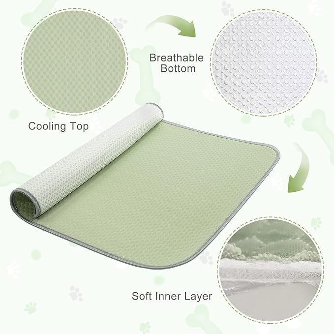 Summer Dog Cooling Mat Washable Ice Silk Self Cool Pad for Small Medium Large Dogs and Cats, Pet Sleeping Pad for Crate, Bed, Indoor & Outdoor Floor, Car Seats