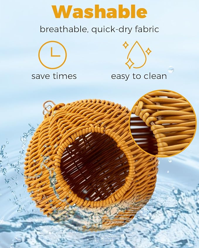 Chewproof Steel Frame Bird Nest for Cage, Washable Small Bird Bed Hammock Hideout Lay Eggs Parakeet Nest Sleep, Parakeet Warm Bed House Hut for Lovebird, Canary, Budgie
