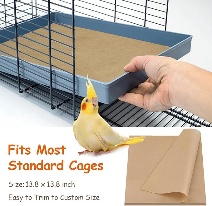 30PCS Bird Cage Liners - 13.8x13.8 Inch Leak-Proof Disposable Tray Pads for Parrots, Parakeets, Cockatiels, Lovebirds | Easy-Clean Cage Bottom Paper | Customizable Size
