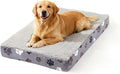 Waterproof Orthopedic Dog Bed for Extra Large Dogs 41x27x4 Inch - Egg Crate Foam Pet Crate Bed with Removable Washable Cover, Plush Top Anti-Slip Bed Mat, Dark Grey