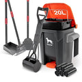 Dog Pooper Scooper, 7Pcs Set Poop Trash Can with Removable Inner Bucket, Long Handle Tray & Rake, 60 Waste Bags, Dog Waste Large Bin Waterproof for Outdoor, Backyard, Garden