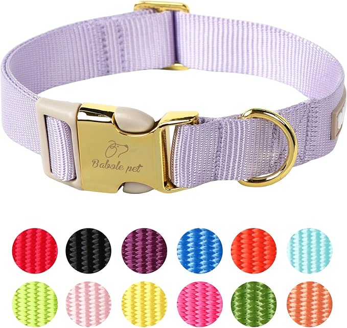 Nylon Dog Collar - Adjustable Lavender Soft Webbing Dog Collars for Small Medium Large Dogs Boy Girl Puppy Collar with Safety Metal Buckle XS