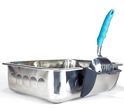 Cat Litter Scoop Caddy - Space-Saving, Wall-Mountable Litter Scoop Holder - Easy Hook Fitting for Pans – Metal Litter Scooper Holder Ensuring Stability