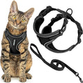 Voyager Escape-Proof Step-in Lock Cat Harness & 5ft Neoprene-Handle Leash Set All-Weather Mesh with Reflective Stitching for Small to Large Cats by Best Pet Supplies, Black (327), XXS