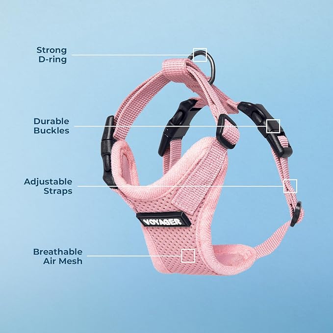 Voyager Step-in Pet Harness - All Weather Mesh, Adjustable Step in Harness for Cats and Dogs by Best Pet Supplies - Pink, M