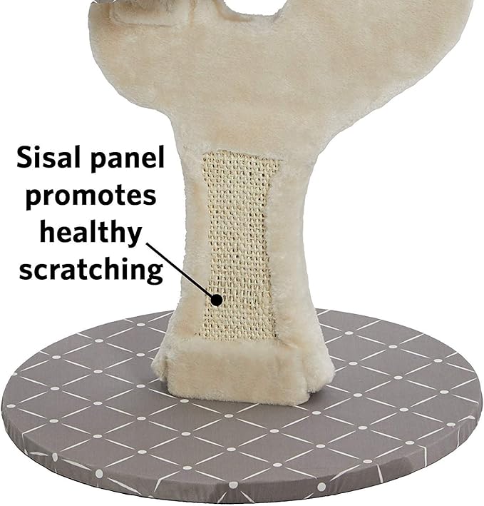 MidWest Homes for Pets Salvador Cat Tree with Built-in Sisal Scratching Pad & Cat Look-Out Lounge, Mushroom/Diamond Pattern