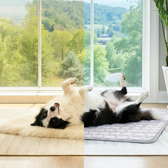 Luciphia Premium Dog Cooling Mat Non-Slip Q-MAX>0.5 Self-Cooling Pad for Small Pet Cat Indoor Portable Kennel Puppy Bed for Summer Crate Pad for Dog Washable Light Grey 20x30 inches