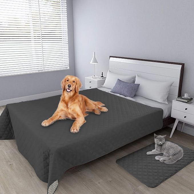 Easy-Going 100% Waterproof Dog Bed Cover, Non-Slip Pet Blanket for Furniture, Washable Couch Cover, Repleasement Sofa Cover (96x82 in, Dark Gray)