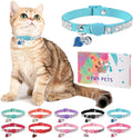 Rhinestone Cat Collar Breakaway with Bell, Diamond Cat Collar with Safety Buckle Quick Release for Girl Boy Small Kitten Pets Puppy,Cute Soft Female Male Cat Collars, Color Blue 8-12"