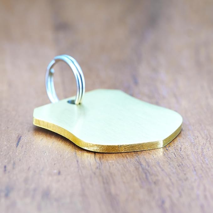 Ultra Joys Cat ID Tag Personalized Pet Tags, Durable Stainless Steel Small Pet Mini Dog Cat Tag Lightweight - Shield Tag in Gold