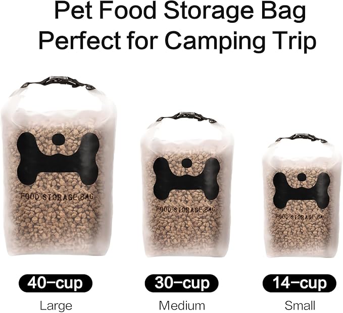 ANVS Silicone Pet Food Storage Bag,40-Cup Dog Food Travel Bag with 2PCS Collapsible Bowls, Perfect for Camping Trip, Dog Boarding, Weekend Getaways and Travel