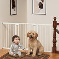 29.5-59.8" Magnetic Baby Gate for Stairs, Baby Safety Essentials, Auto Close Gate for Doorways, Easy Install Pressure Mounted Dog Gate Indoor, Pet Gates for Dogs, White
