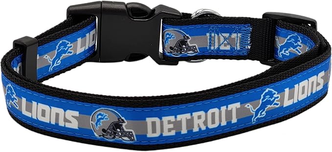 NFL Detroit Lions Dog & Cat Collar - Large, Shiny & Colorful, Licensed by The NFL