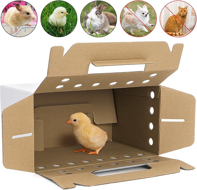 Coloch 20 Pack Cardboard Pet Carrier for Small Pets, 11x8x6 Inches Disposable Pet Transport Box for Pullets, Fowls, Hamsters, Gerbils, Reptiles, Guinea Pigs