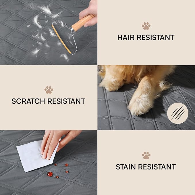 Luciphia 100% Waterproof Couch Cover Blanket for Dogs Anti-Slip Pet Couch Protector Sofa Mat Puppy Cat with Non-Slip Bottom, Grey, 30x70 Inch (Pack of 2)