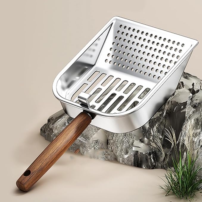 Wooden Cat Litter Scoop, Kitten Poop Shovel, 5.63x11.02 Inches Shovel with Deep Design, Durable Pet Tool, Hygiene Accessory with Ergonomic Handle, Litter Scoop for Apartment Home