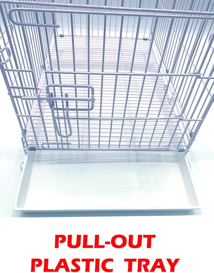 Portable Foldable Carrier Travel Vet Breeder Training Cage for Puppy Kitten Rabbit Bunny with 1/2-Inch Raised Bottom Wire Grid Mesh Floor