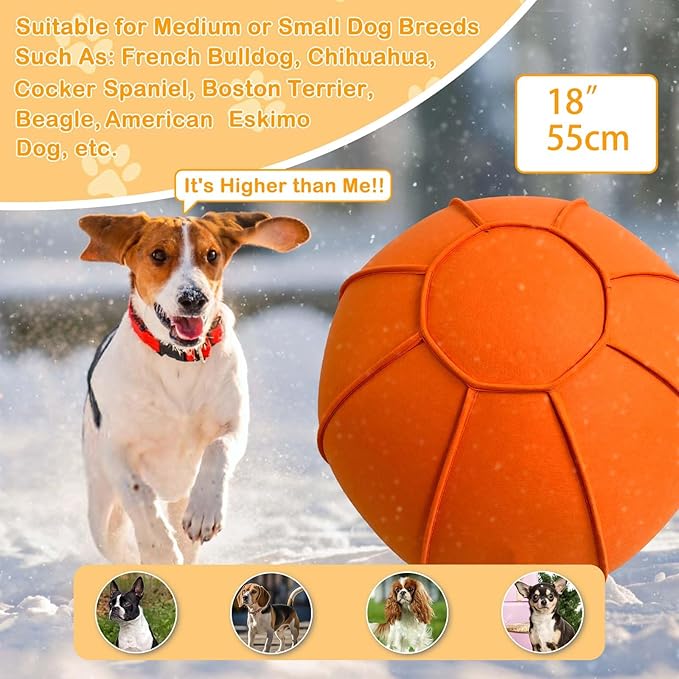 Herding Ball for Dogs, Dual Layered Herding Dog Ball Set for Australian Shepherd, Cattle, Collie, for Dog, Agility Equipment- Free Training Book (Orange, 18 inch)