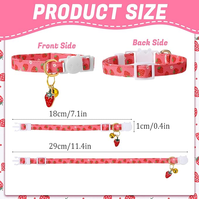 10 Pack Breakaway Cat Collars with Bells Fruit Pendants Adjustable Safety Kitten Collar Fruit Cat Collar with Bell Ideal for Girl Boy Cats