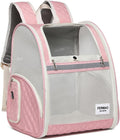 Cat Backpack Carrier for Small Dogs and Medium cat Puppy Kitten Bunny Pet Carrier Backpack Collapsible with Fully Ventilated Mesh with Safety Leash (Pink, 12.9" L x 10.62" W x 15.5" H - M)