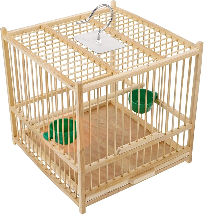 Yardwe Bird Travel Carrier Cage Parrot Cage with Handle Wooden Perch Drink Cup Feeder Dish for Small Parrots Canaries Parrotlets Lovebirds Conures Cockatiels