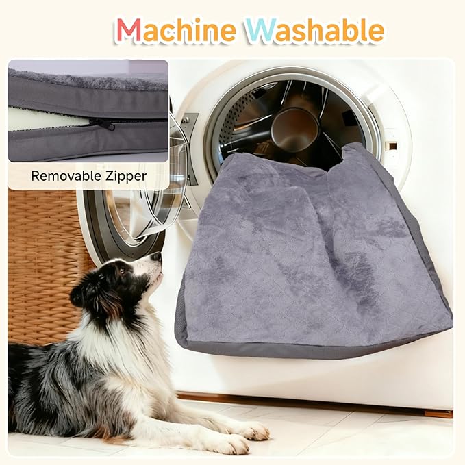Waterproof Dog Bed for Crate - Outdoor Dog Crate Bed for Small Dogs, Orthopedic Crate Bed for Small Dogs with Egg Crate Foam, Anti-Slip, Reversible & Washable Cover, 23" x 17", Gray