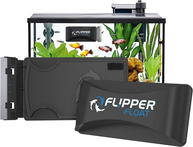 FLIPPER Float Standard Magnetic Aquarium Cleaner – 2-in-1 Flip Scrubber and Scraper, Floating Design with Strong Magnets for Cleaning Algae and Debris on Glass and Acrylic Tanks up to 1/2" (12mm)