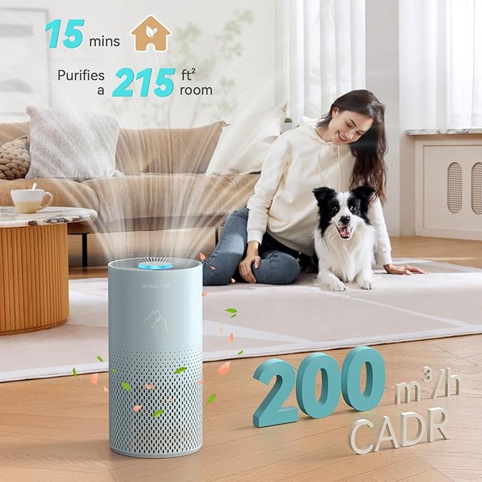 Afloia Air Purifier for Bedroom and Pets Home up to 1780 Ft², 5-in-1 HEPA Filter Air Cleaner with Washable Pre-Filter, Removes Pet Hair, Odors, Dander & Allergies, 22dB Quiet Sleep Mode (Kilo Pet)