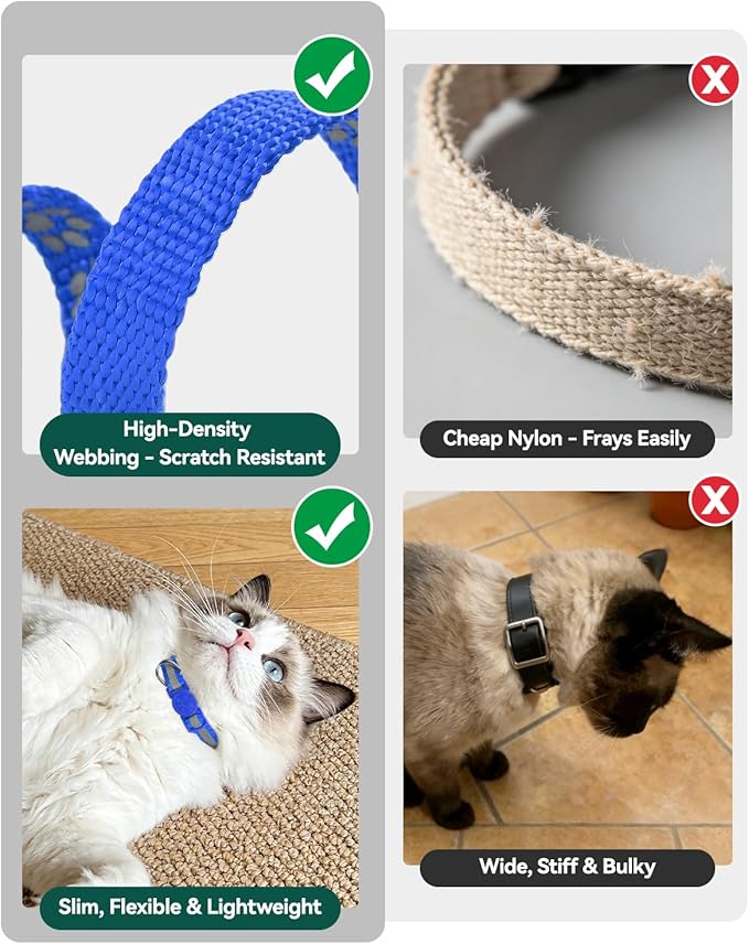 Joytale AirTag Cat Collar 2 Pack with Breakaway Safety Buckle, Reflective Cats Collar with AirTag Holder, Adjustable 7.5-12.5 Inch, Anti-Fraying Lightweight for Girl Boy Kitten, Navy Blue