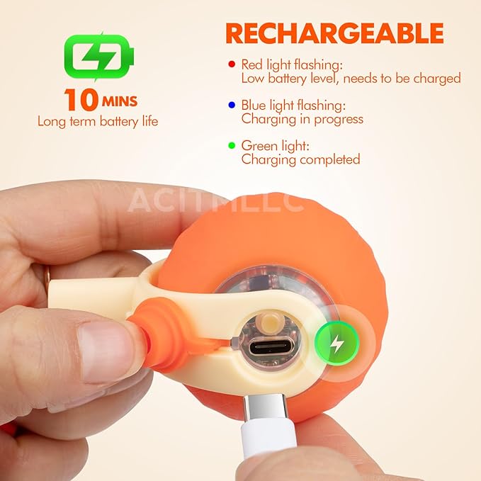 Interactive Cat & Dog Toy Ball, Automatic Moving/Jumping/Bouncing, Smart Pet Chase Ball with Feather Tail, Electric Rechargeable Enrichment Toys for Indoor Bored Cats & Small Dogs (Orange)