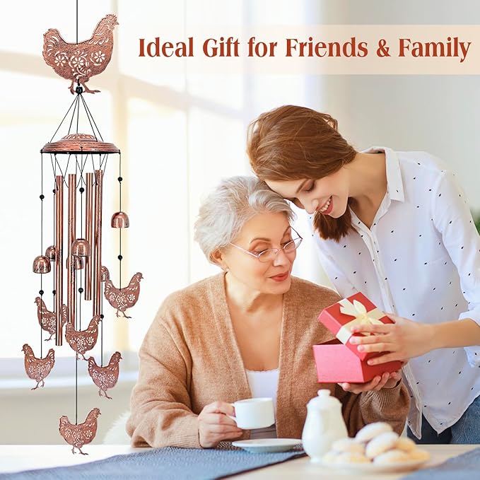 Chicken Wind Chimes for Outside,Chicken Gifts for Women/Men/Sympathy/Memorial Gifts/Birthday Festival Metal windchimes Outdoors/Indoors,Patio,Garden Decor,Home,Yard
